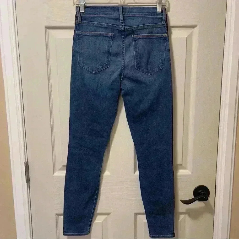 FRAME Le High Skinny Crop In Kenya Tuxedo Stripe Sz 27 - Picture 7 of 8